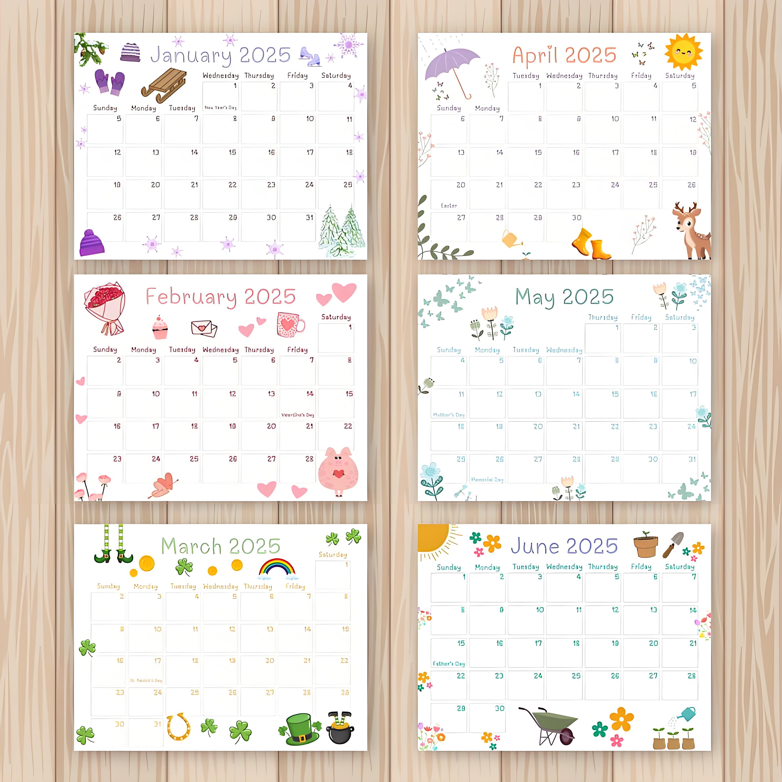 💖Cute kids calendar 2025💖
