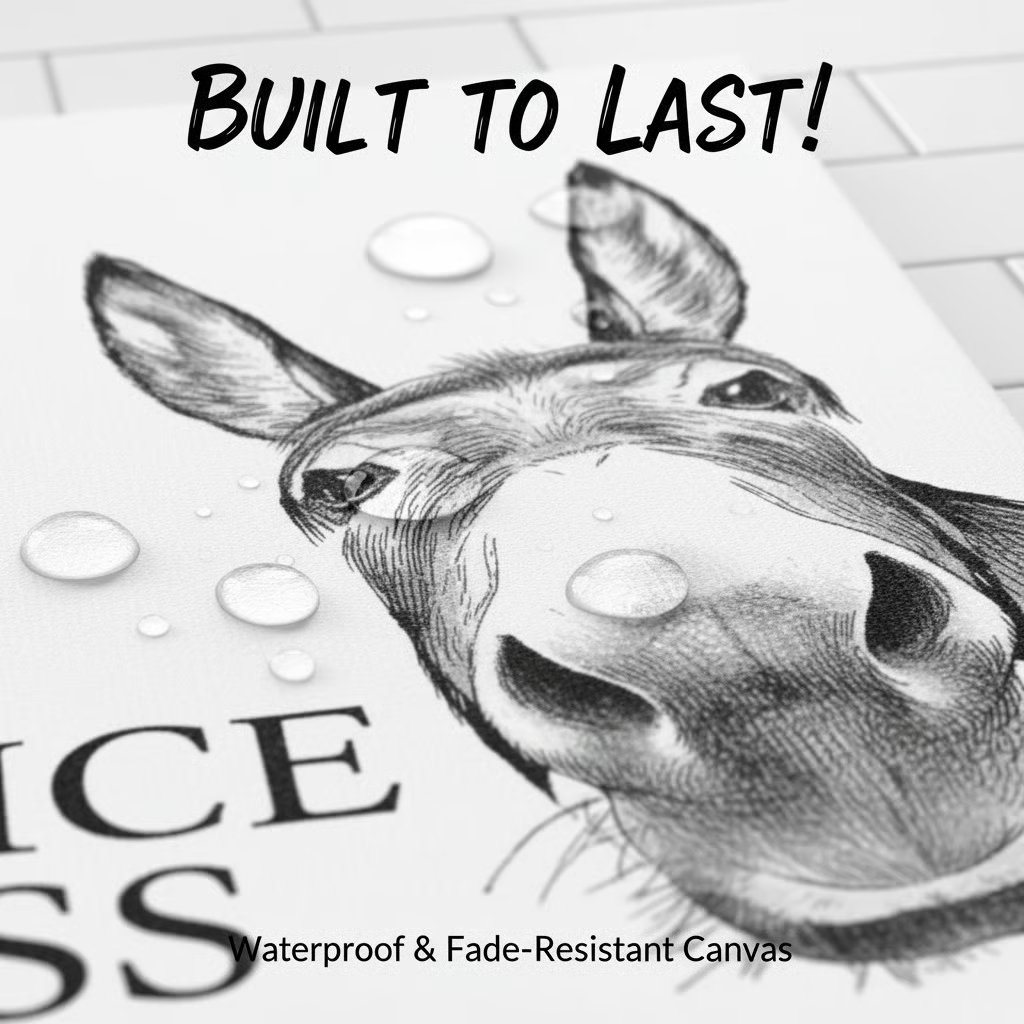 Funny Bathroom Wall Art - "Nice Ass" Donkey Print