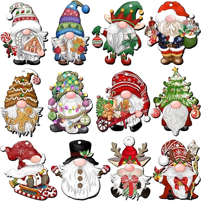 🔥Pre-Sale 50% OFF🔥 - 12 Pieces Christmas Wooden Gnome Ornaments