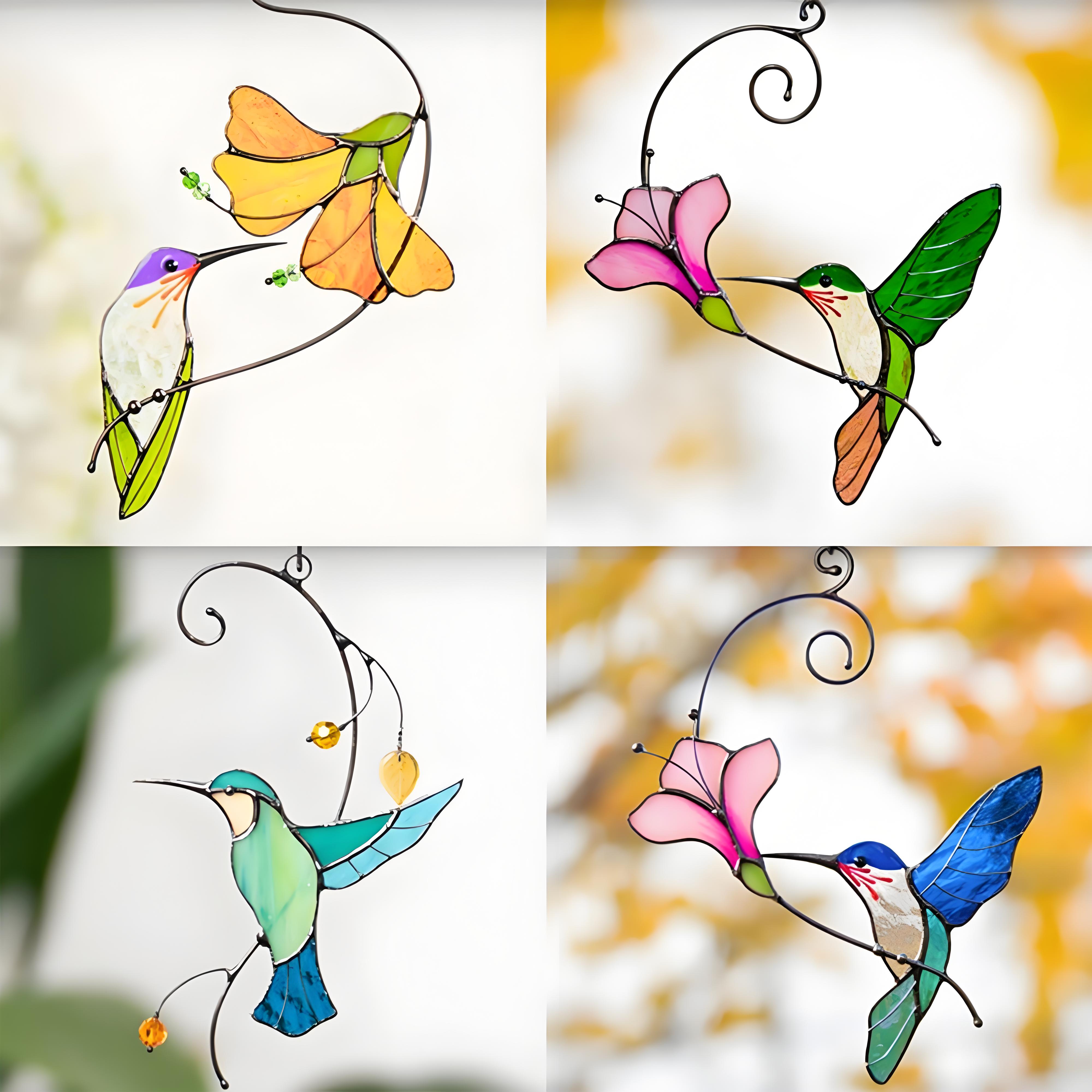 Hummingbird Stained Glass Window Hanging