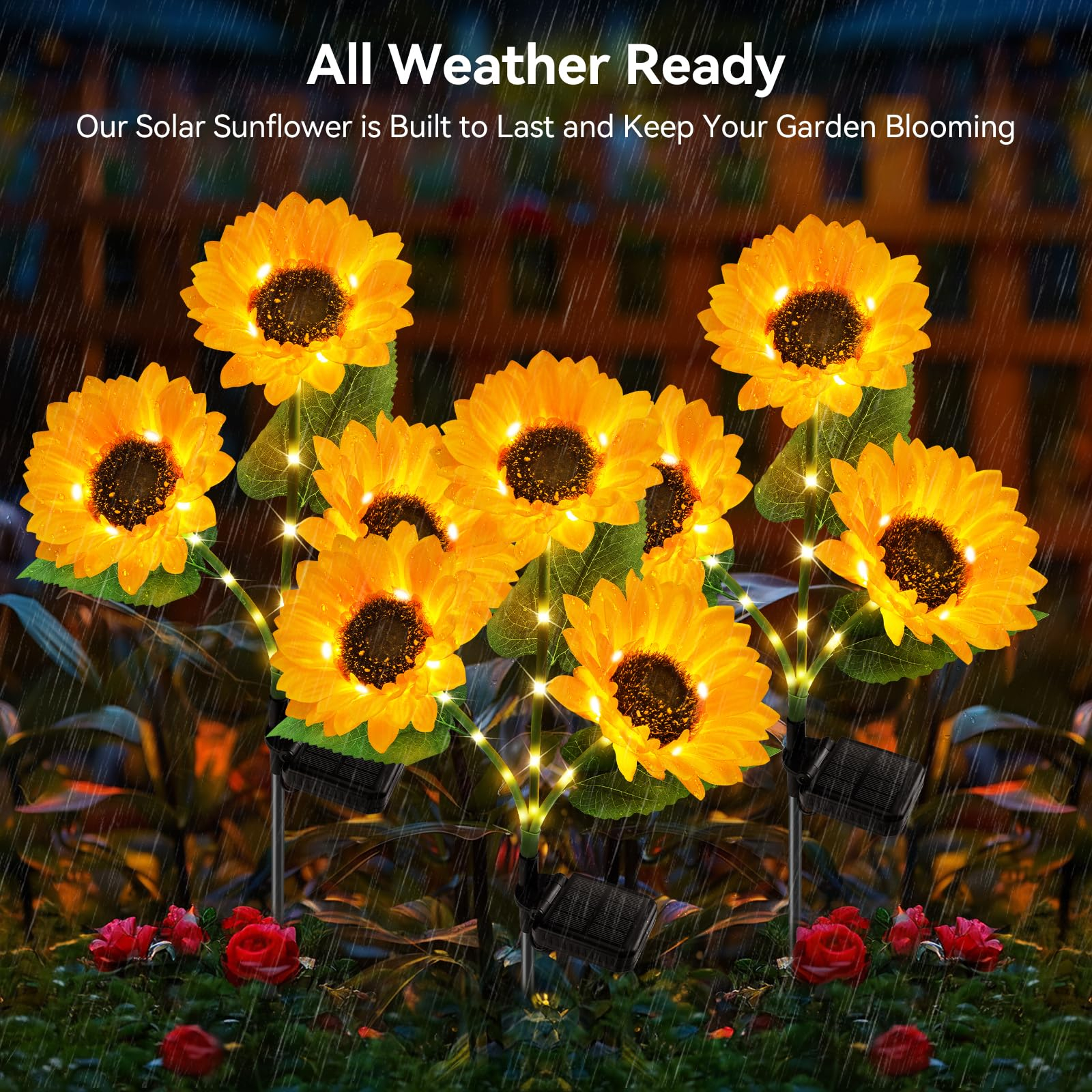 Solar Sunflower Outdoor Garden Light