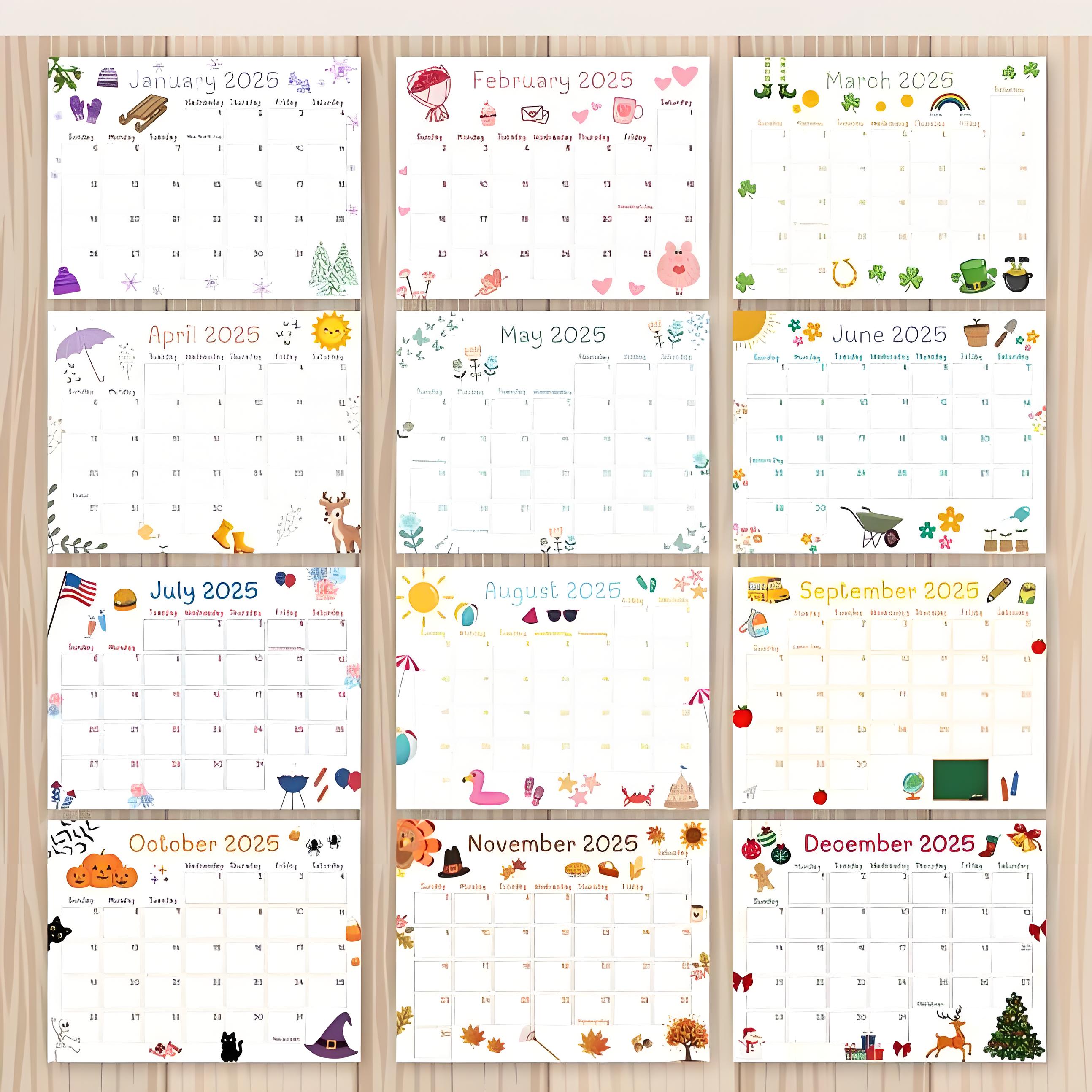 💖Cute kids calendar 2025💖