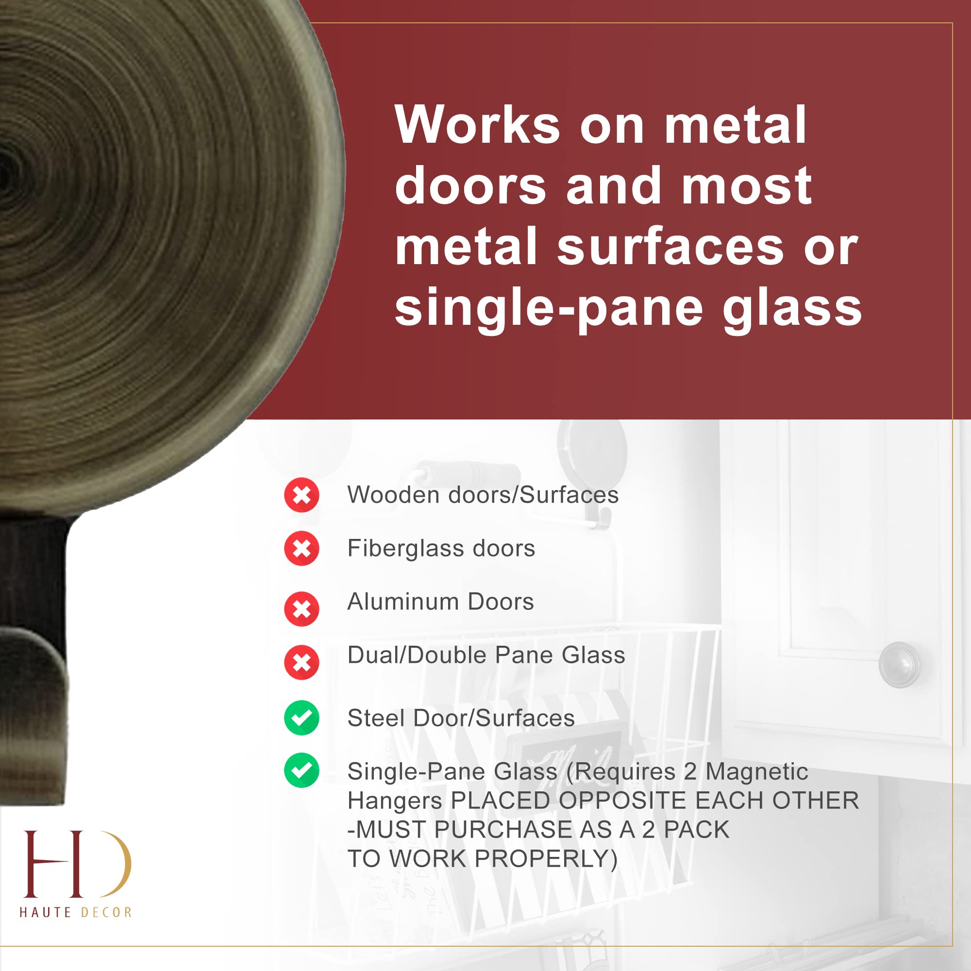 Attract Magnetic Wreath Hange Pane Glass Door/Window - Holds up to 10 lbs.