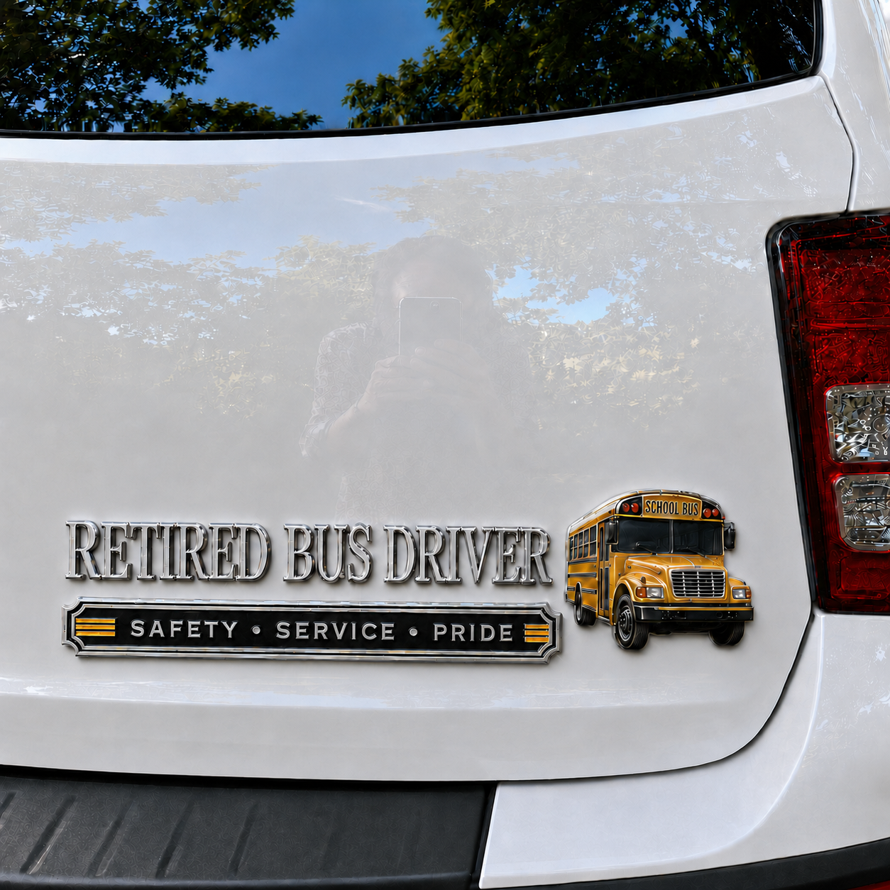Retired Bus Driver 3D Metal Car Emblem Badge