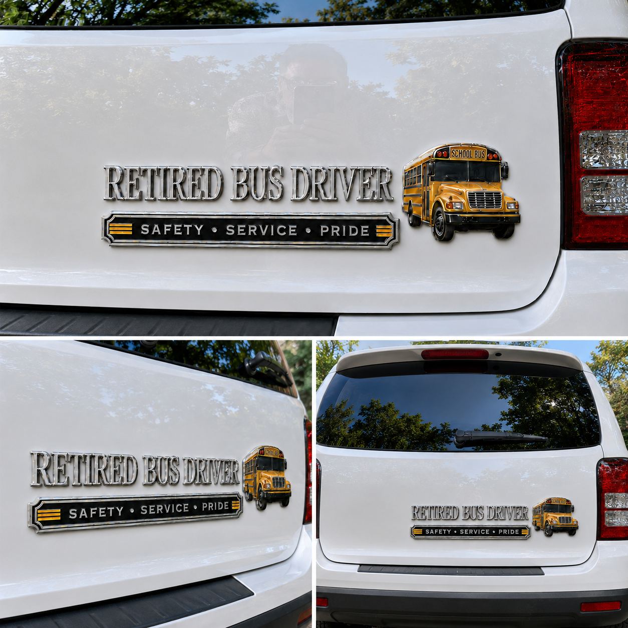 Retired Bus Driver 3D Metal Car Emblem Badge