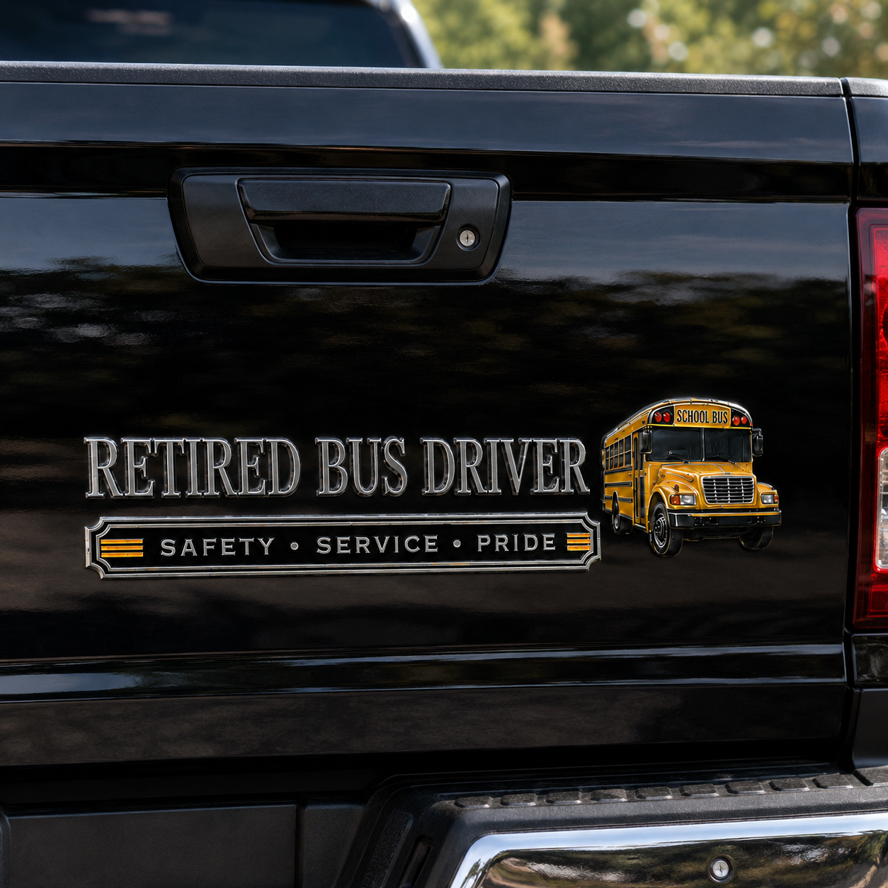 Retired Bus Driver 3D Metal Car Emblem Badge