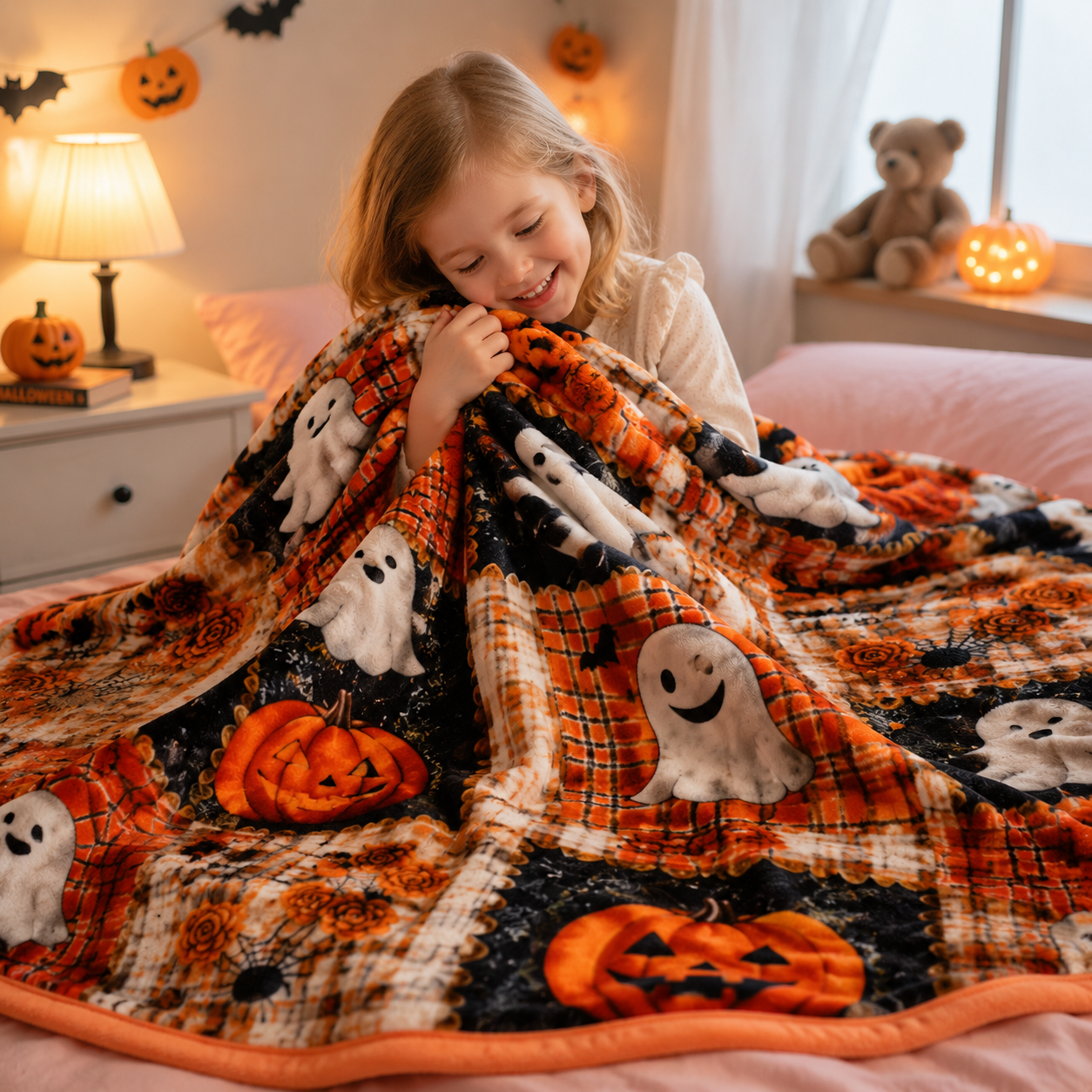 🎃Vintage Patchwork Halloween Quilt | Spooky Cute Autumn Bed Blanket👻