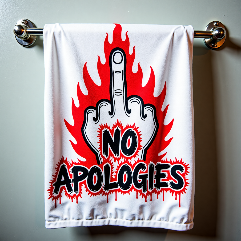 No apology middle finger towel
