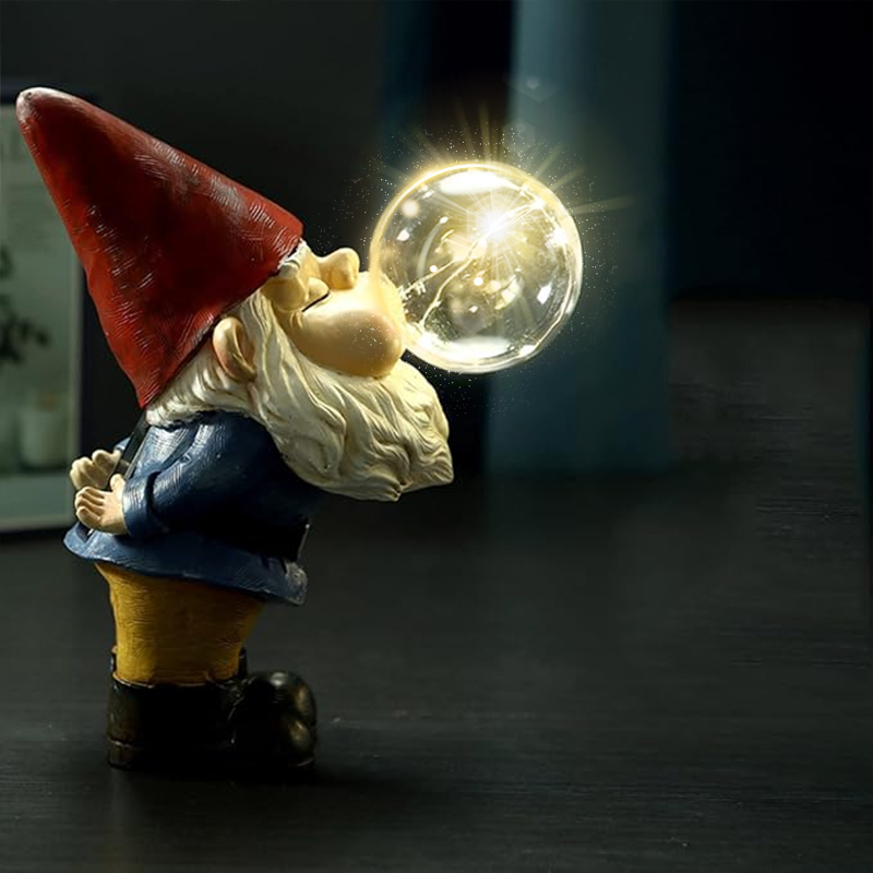 Hilarious Gnome Blowing A Bubble Garden Statue