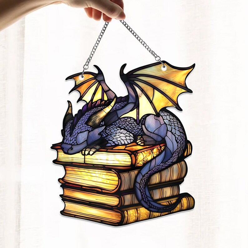 Acrylic Book Dragon Suncatcher Ornament
