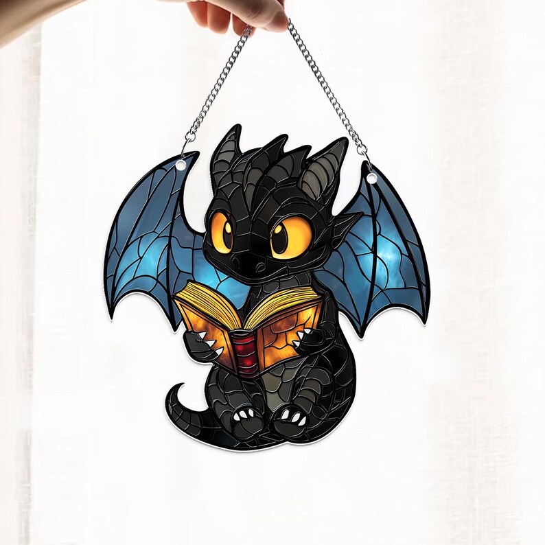 Acrylic Book Dragon Suncatcher Ornament