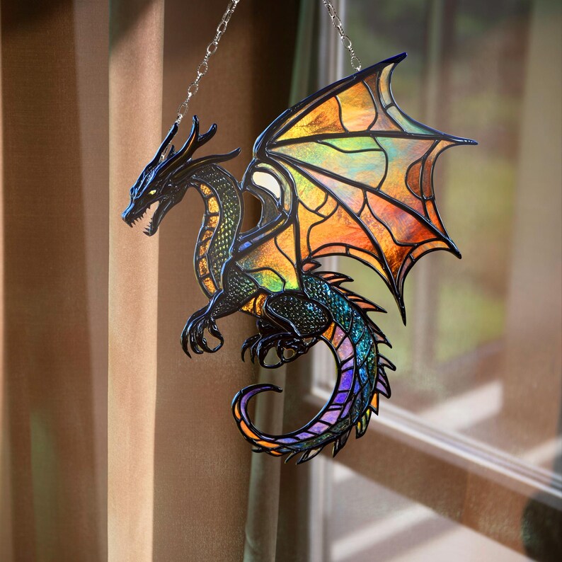 Acrylic Book Dragon Suncatcher Ornament