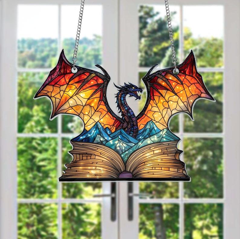 Acrylic Book Dragon Suncatcher Ornament