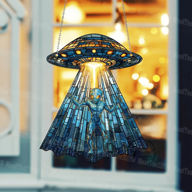 🛸UFO Window Decorations — Alien UFO Abduction Window Decorations