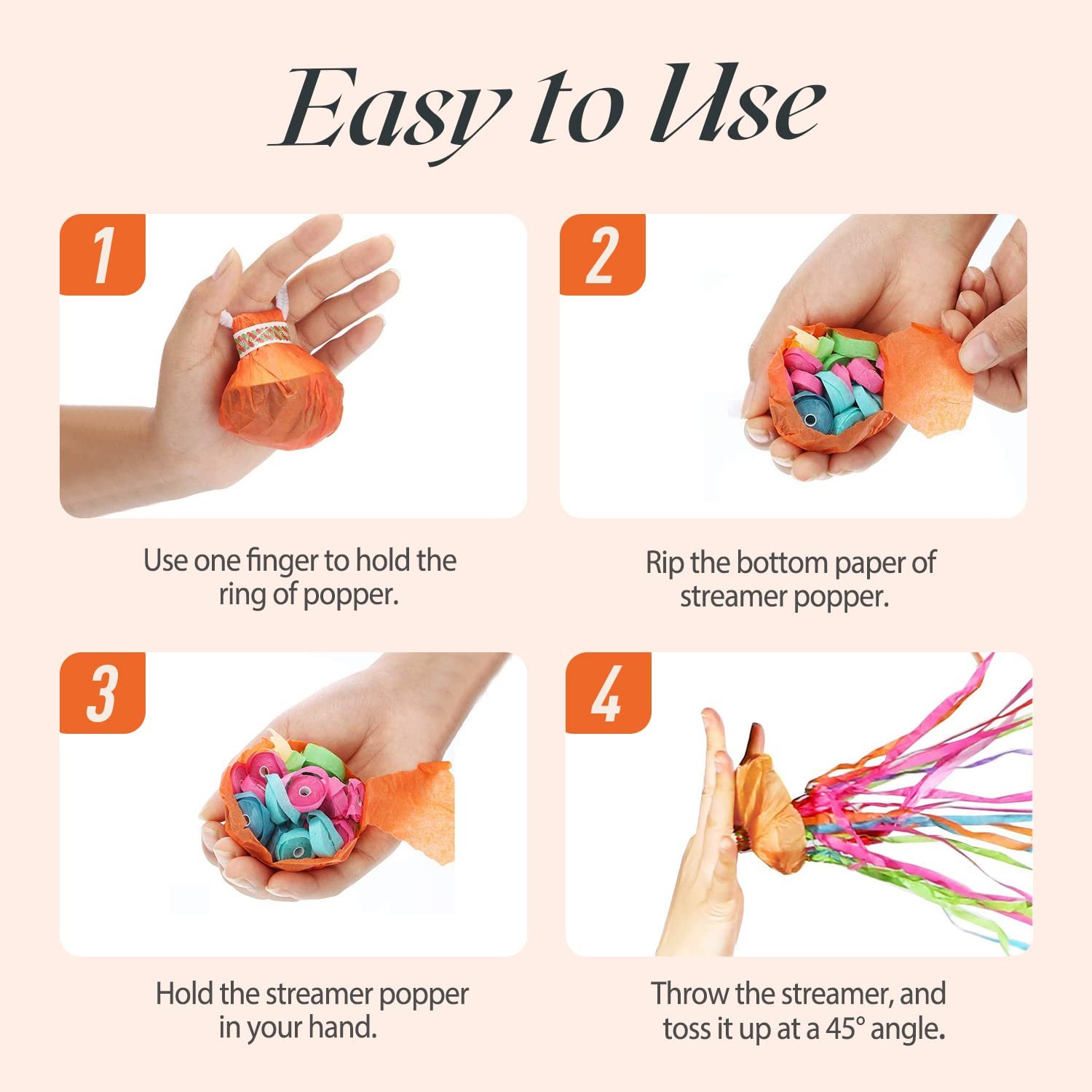 Hand Throw Confetti Streamers for Birthday, Wedding, Party Celebrations (10 PCS/Set)