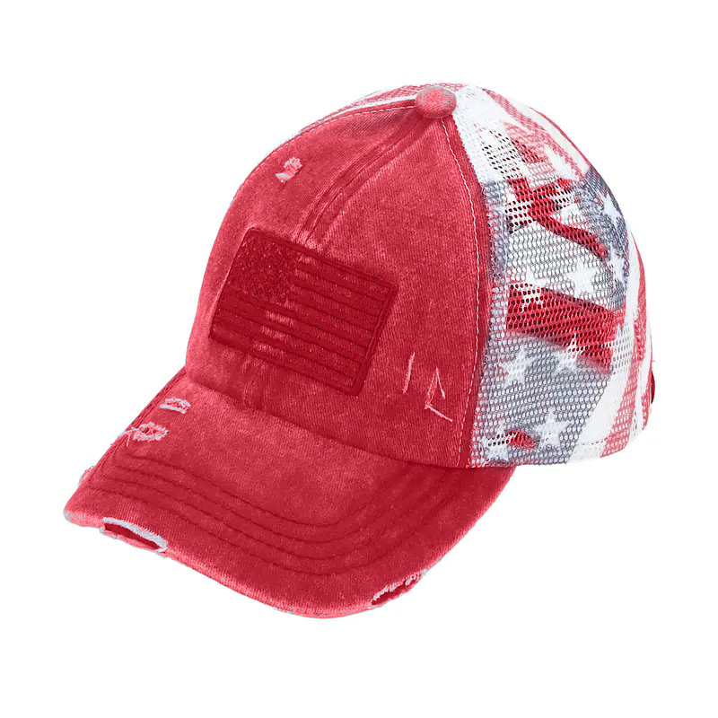 American Flag Mesh Back Trucker Hat Pony Cap