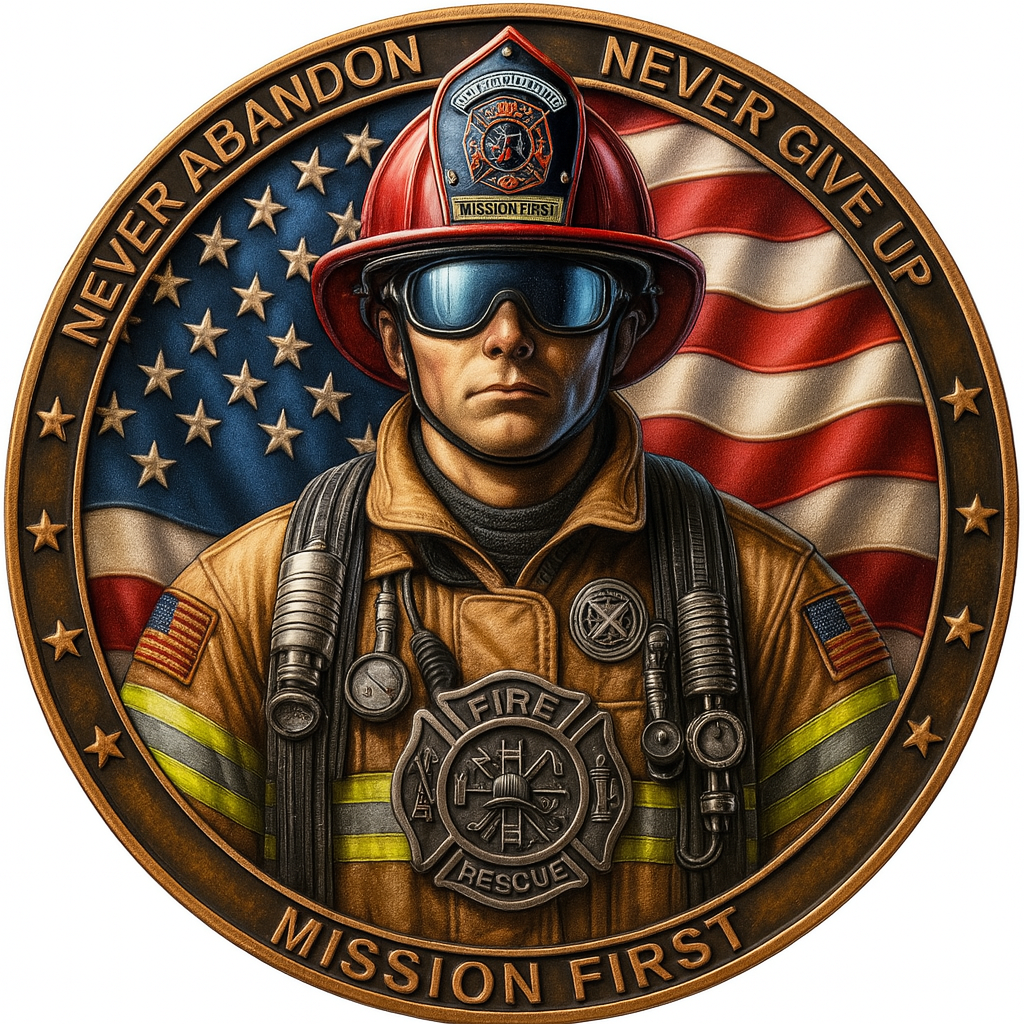 🔥 Firefighter Helmet Challenge Coin