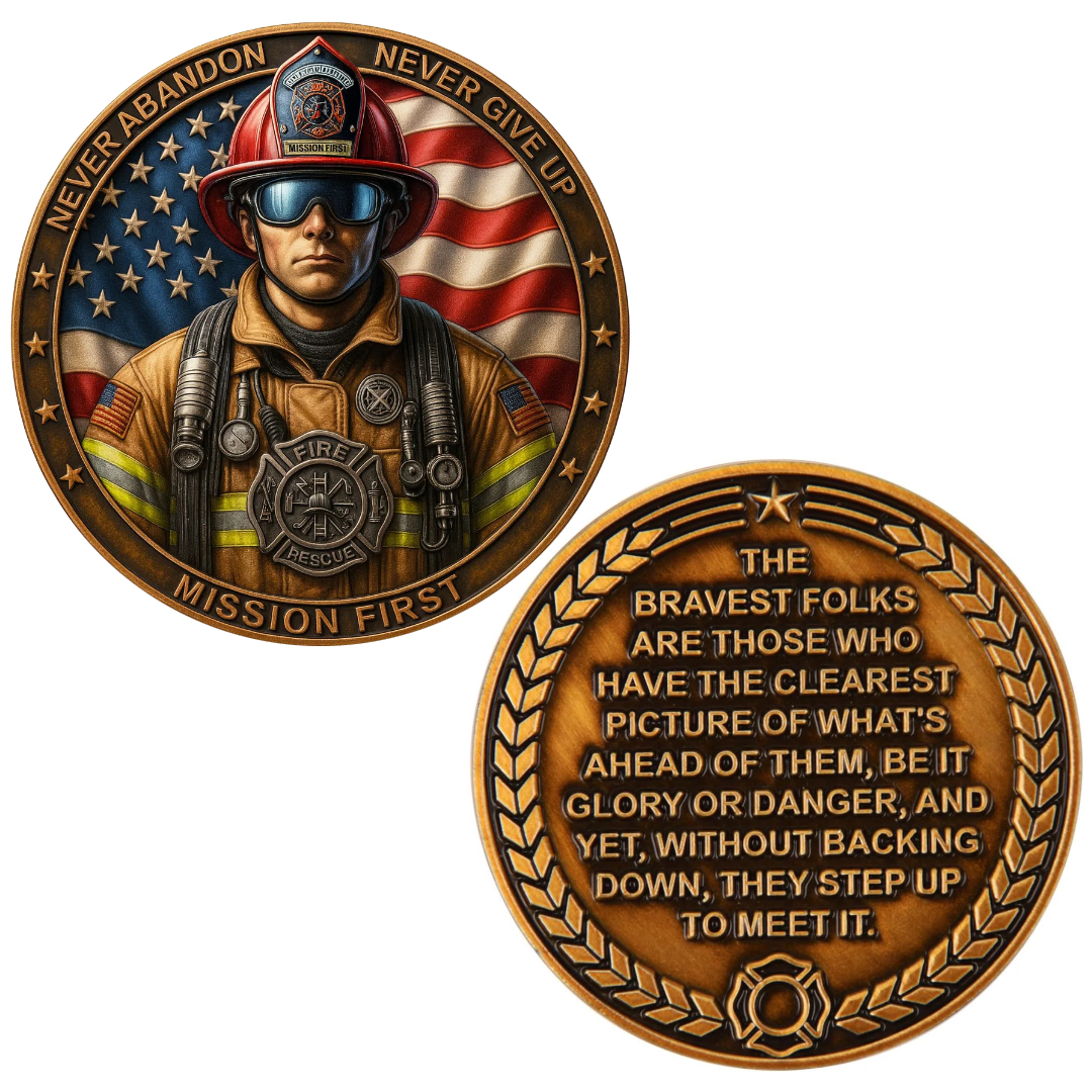 🔥 Firefighter Helmet Challenge Coin
