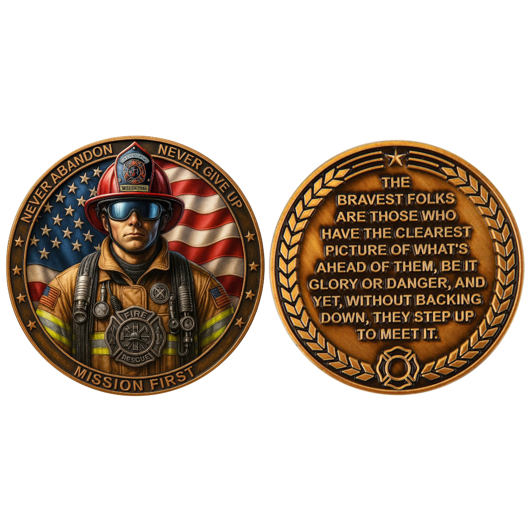 🔥 Firefighter Helmet Challenge Coin