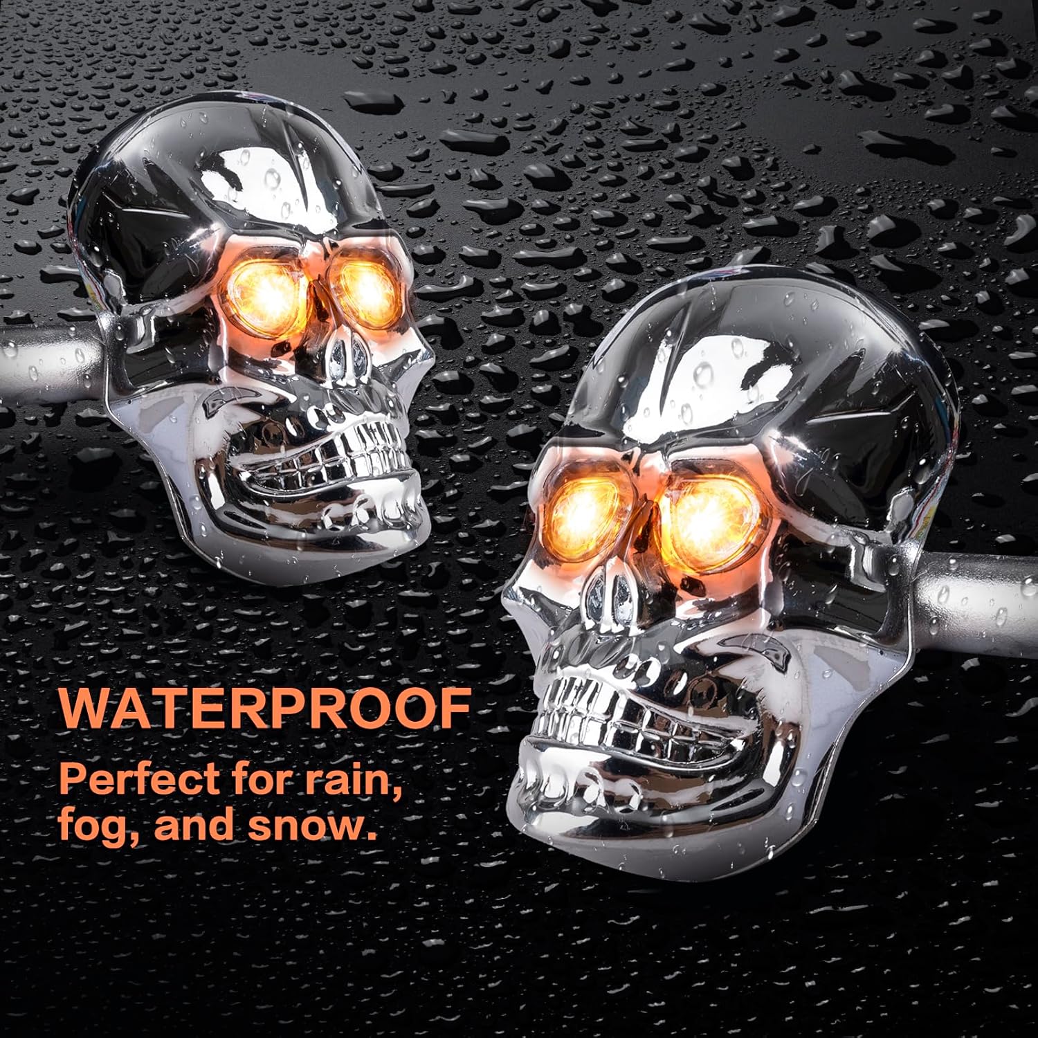 🏍️2025 Halloween Pre-Sale💥Skull Head LED Amber Turn Signal Indicator Light