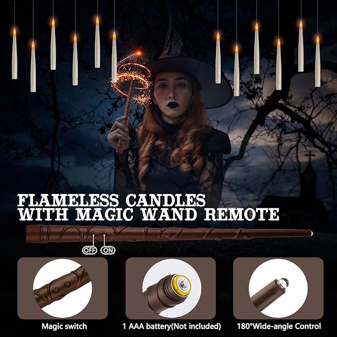 Halloween LED Electronic Candle Light Set (with Wand Remote Control)