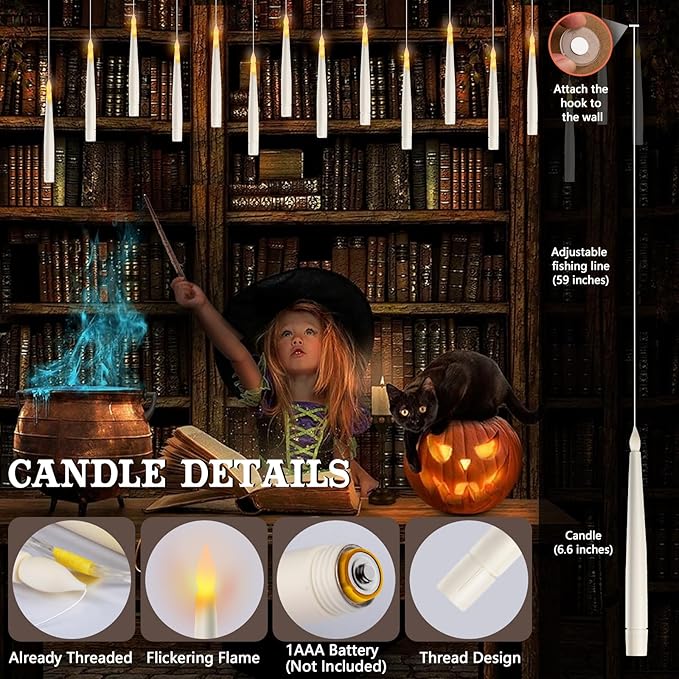 Halloween LED Electronic Candle Light Set (with Wand Remote Control)