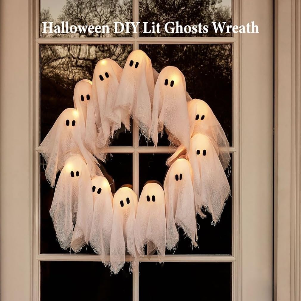 Halloween Lit Ghost Wreath