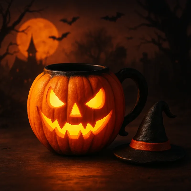 Halloween themed pumpkin mug
