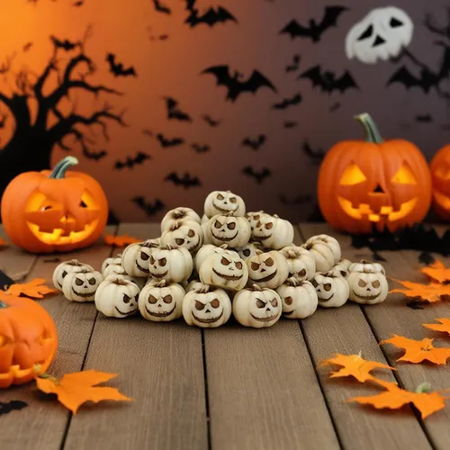 20 Halloween Pumpkin Statues, Resin Figurines