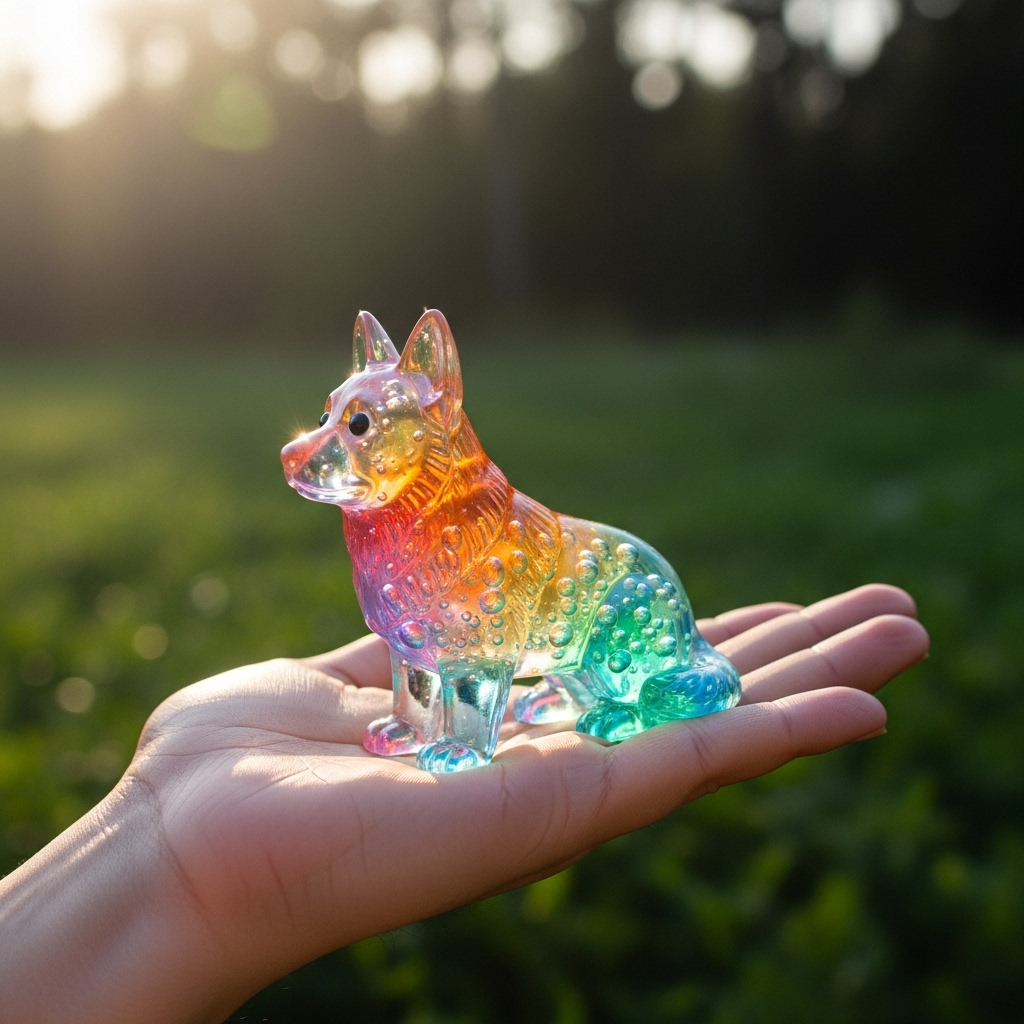 Colorful transparent dog ornaments