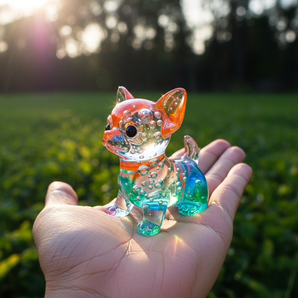 Colorful transparent dog ornaments