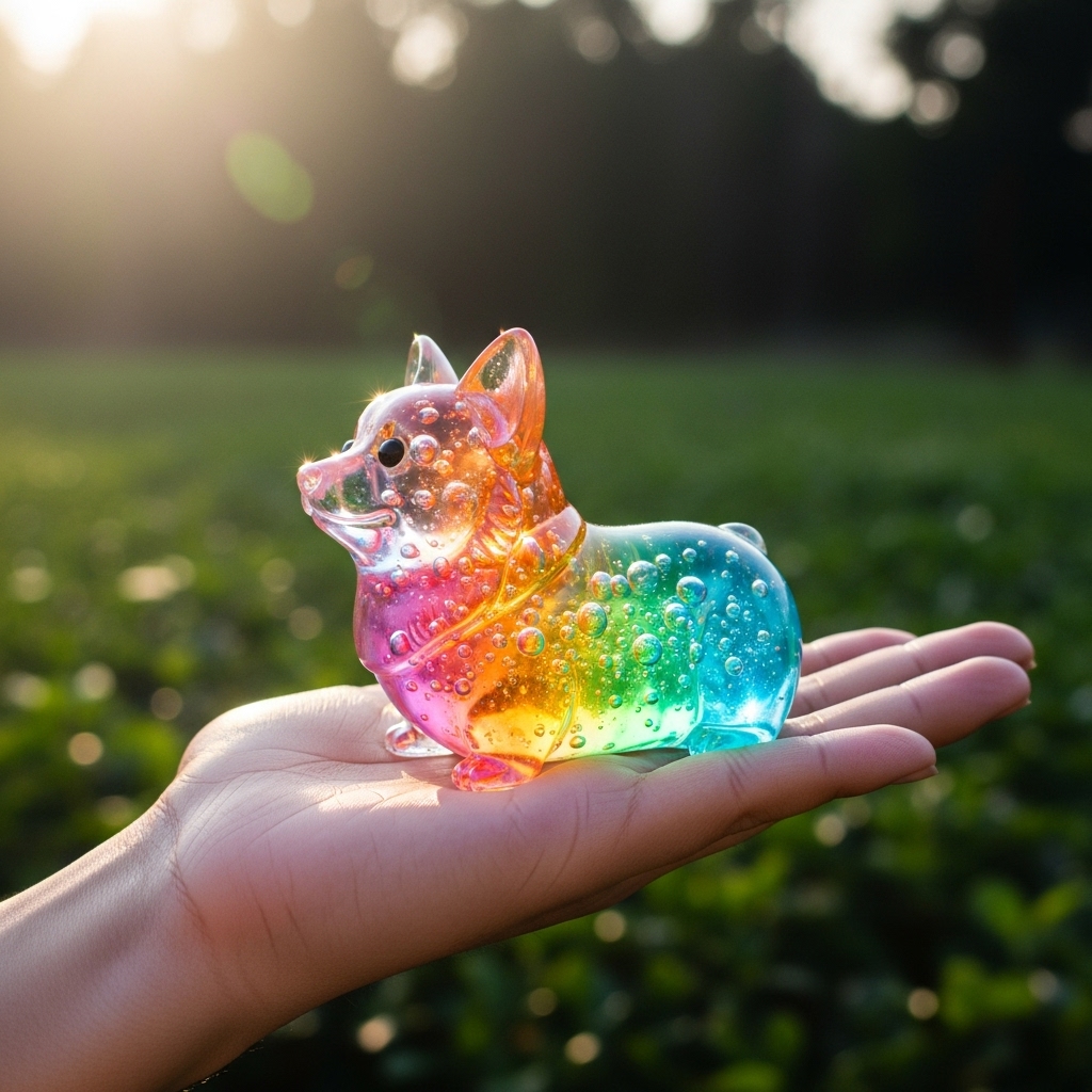 Colorful transparent dog ornaments