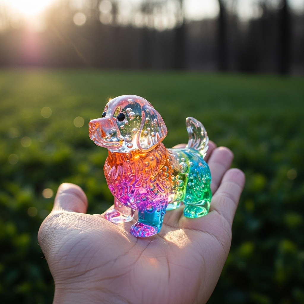 Colorful transparent dog ornaments