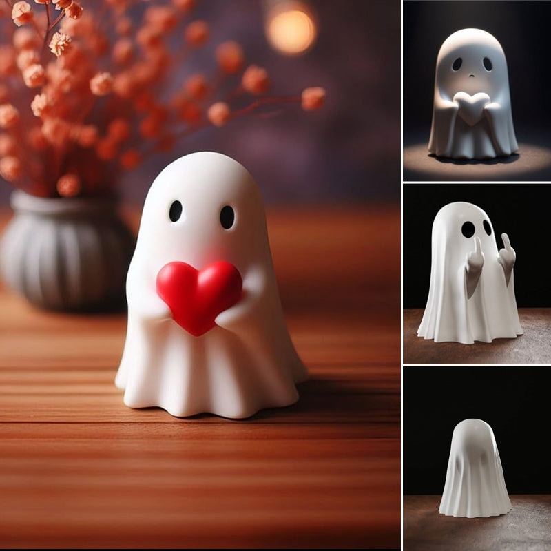 Halloween middle finger ghost figurine
