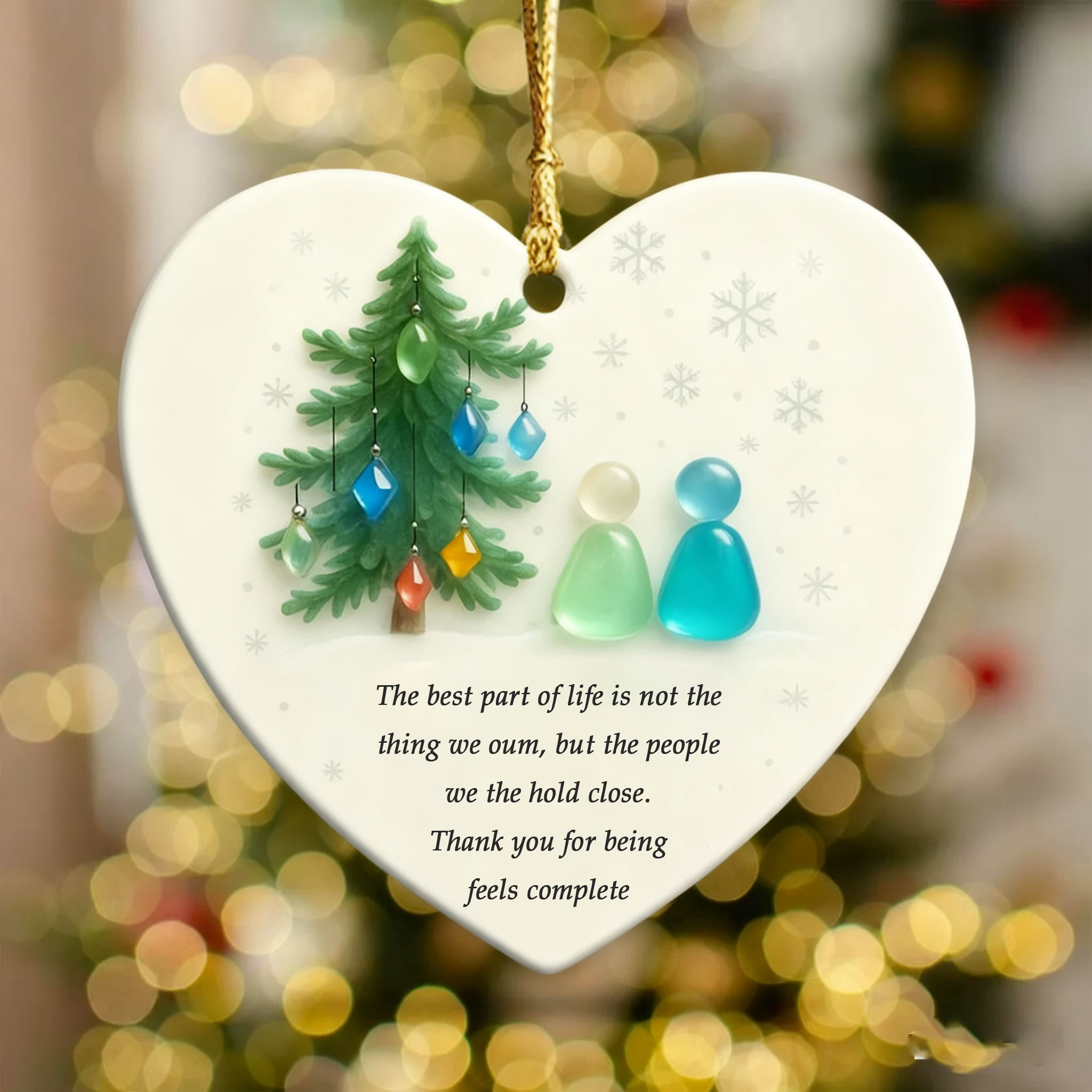 Heart-Shaped Sea Glass Best Friend Christmas Ornament