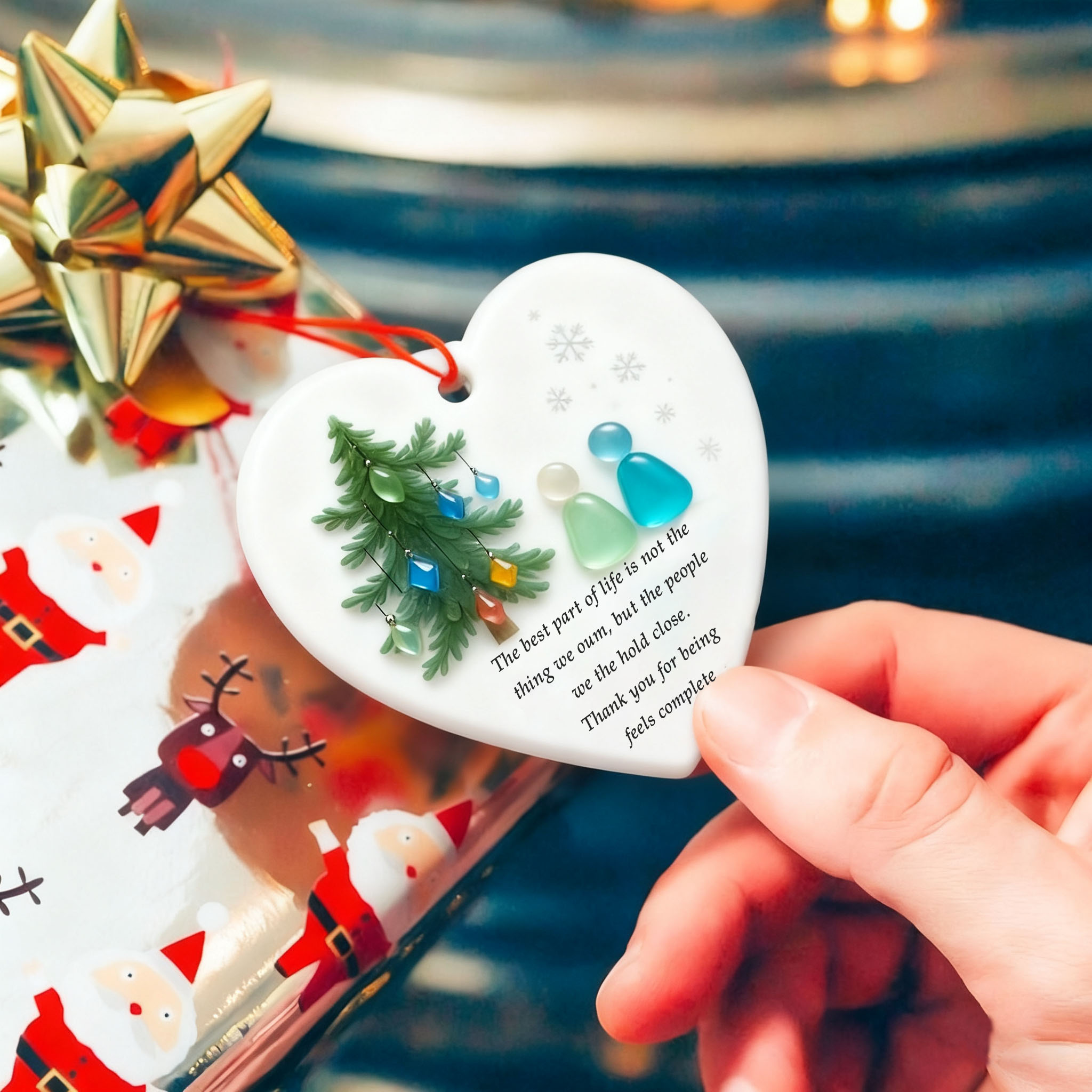 Heart-Shaped Sea Glass Best Friend Christmas Ornament