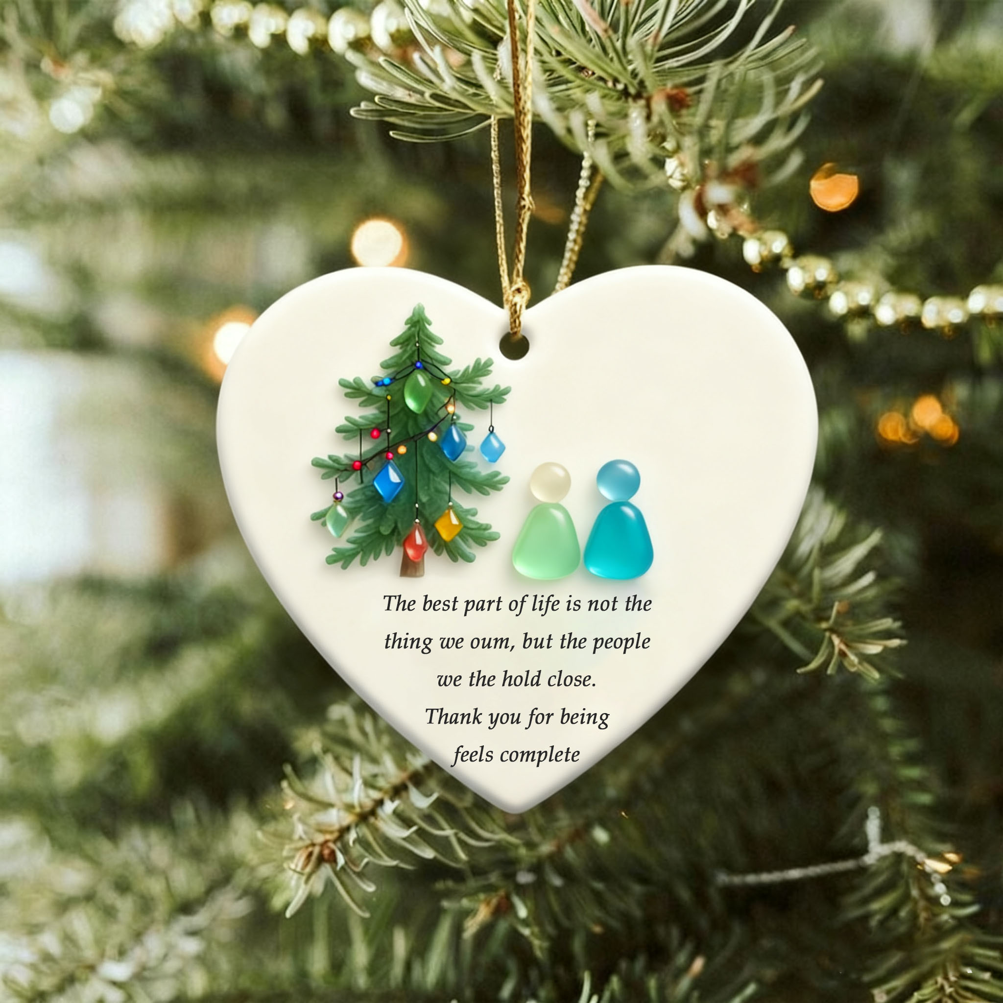 Heart-Shaped Sea Glass Best Friend Christmas Ornament