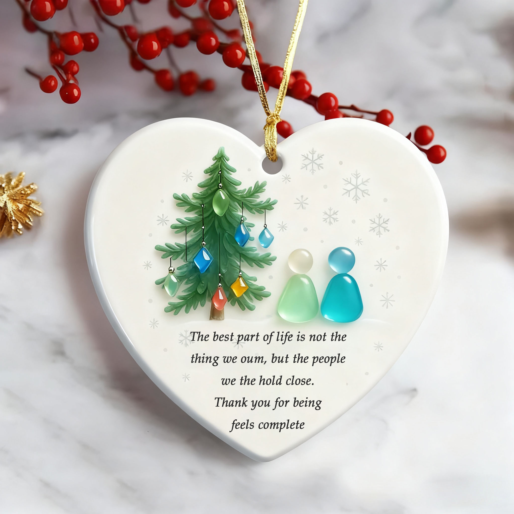 Heart-Shaped Sea Glass Best Friend Christmas Ornament