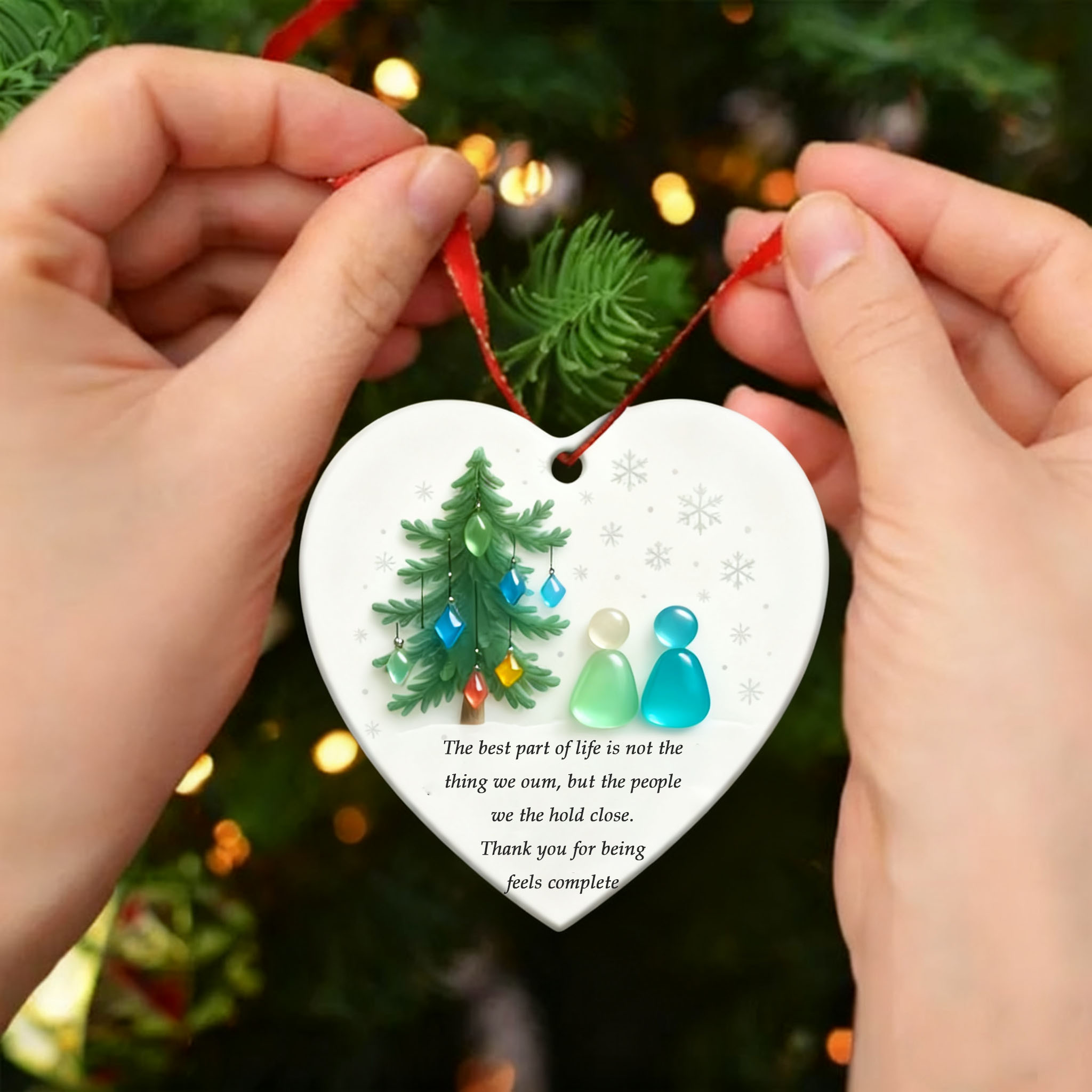 Heart-Shaped Sea Glass Best Friend Christmas Ornament