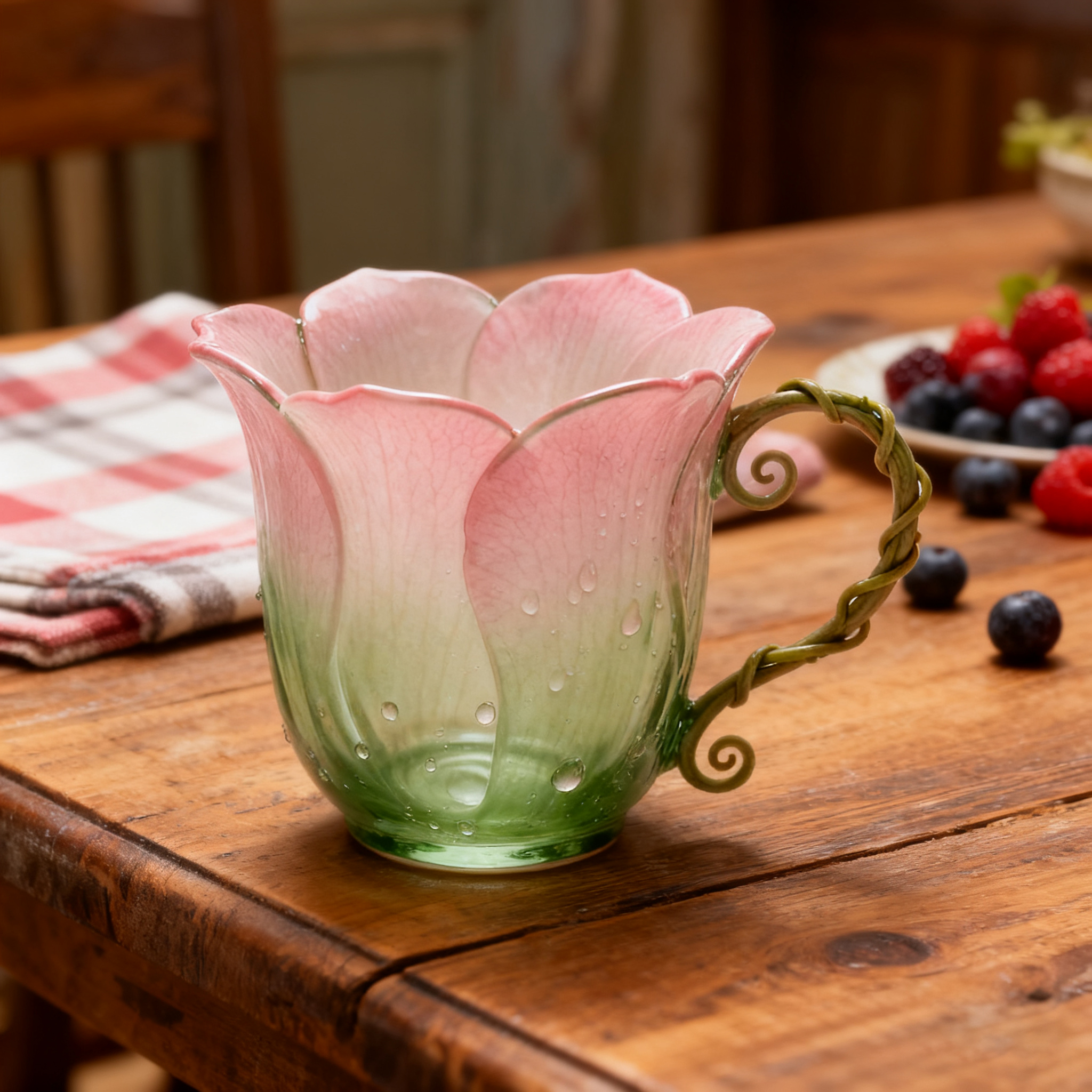 🌲Christmas Gift--“Handcrafted Petal Cup with Vine Handle