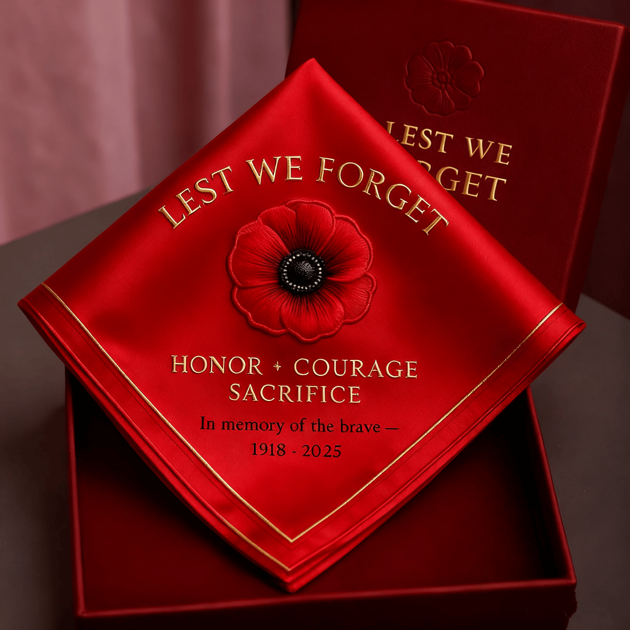 Lest We Forget Embroidered Handkerchief(✝️Keep Their Memory Alive)