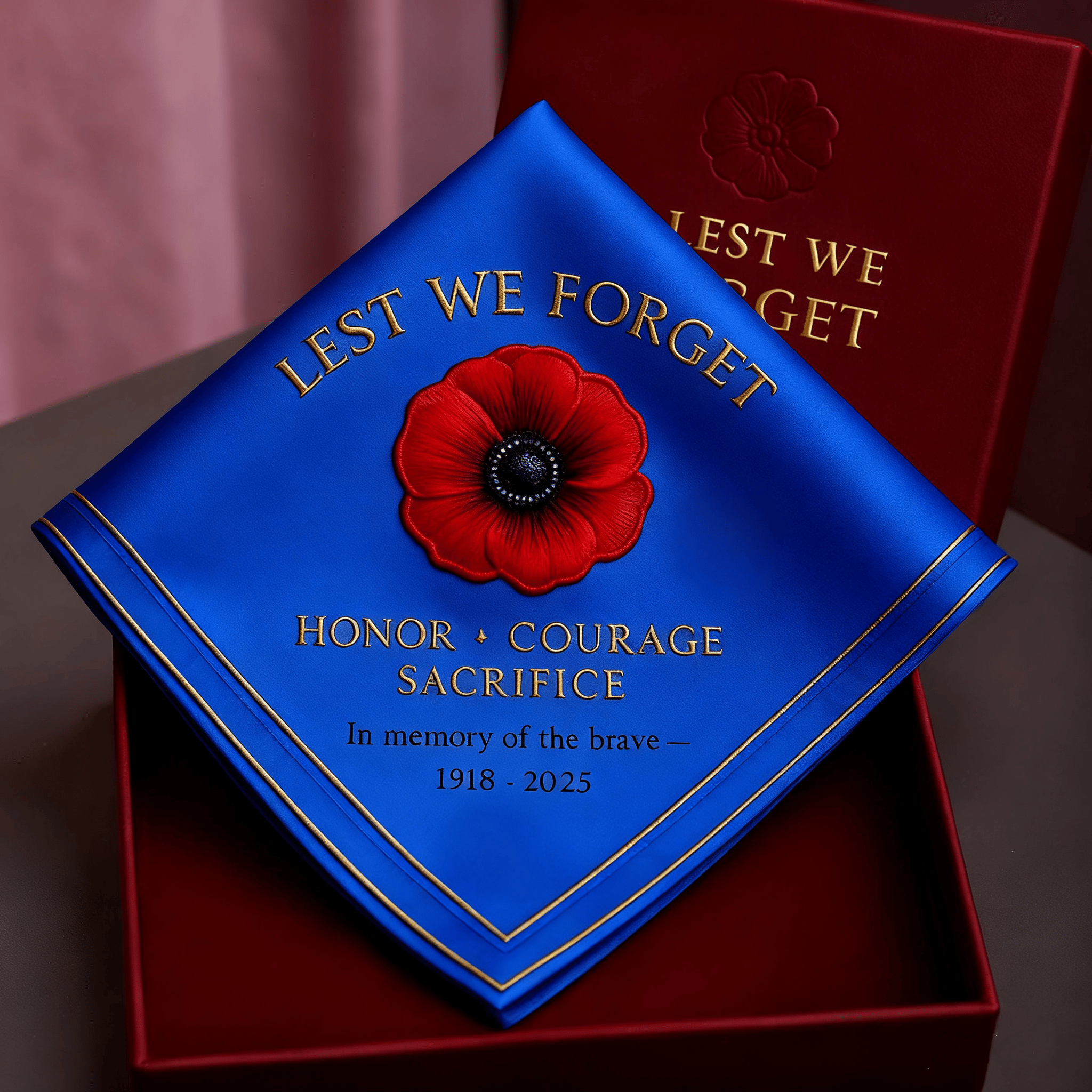 Lest We Forget Embroidered Handkerchief(✝️Keep Their Memory Alive)