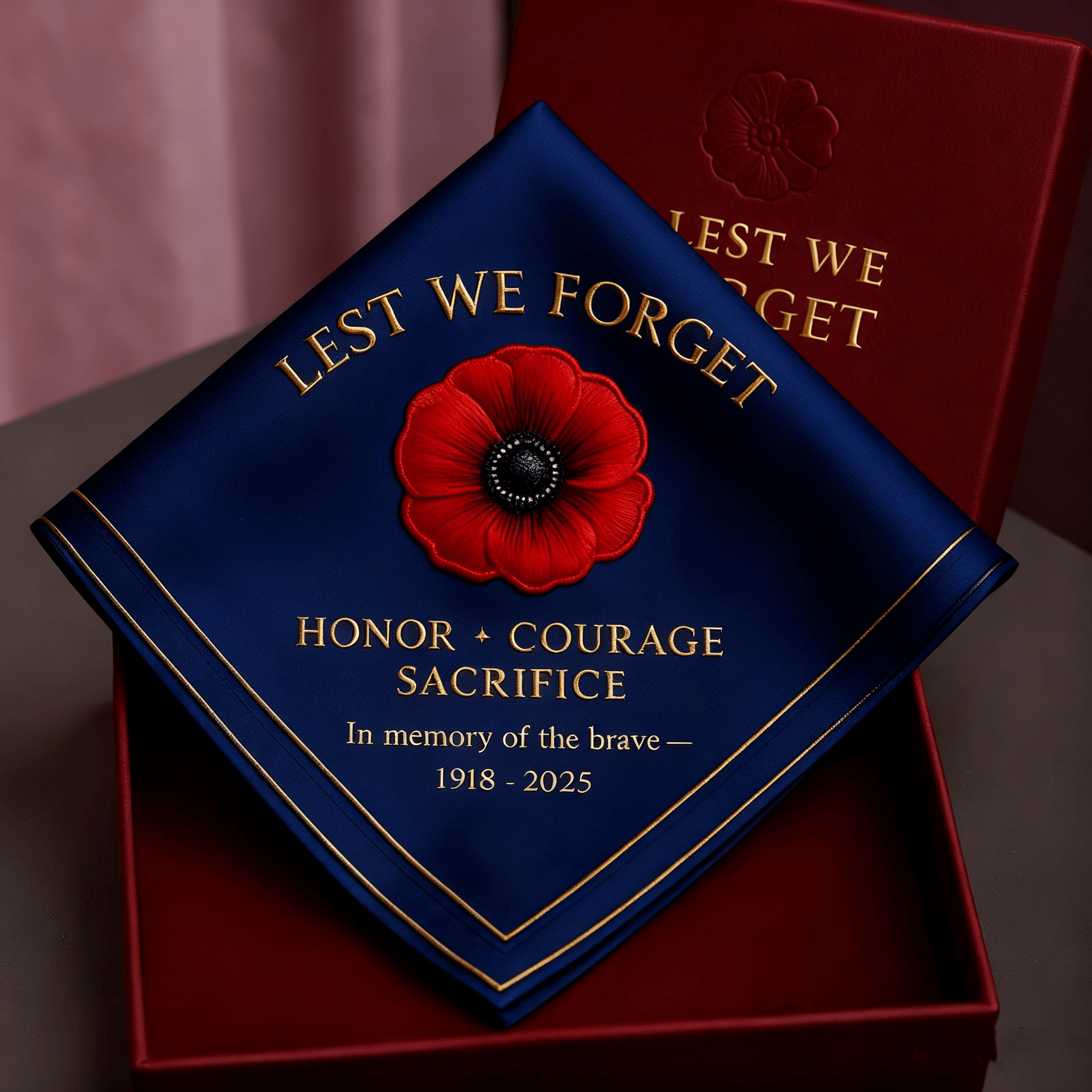 Lest We Forget Embroidered Handkerchief(✝️Keep Their Memory Alive)