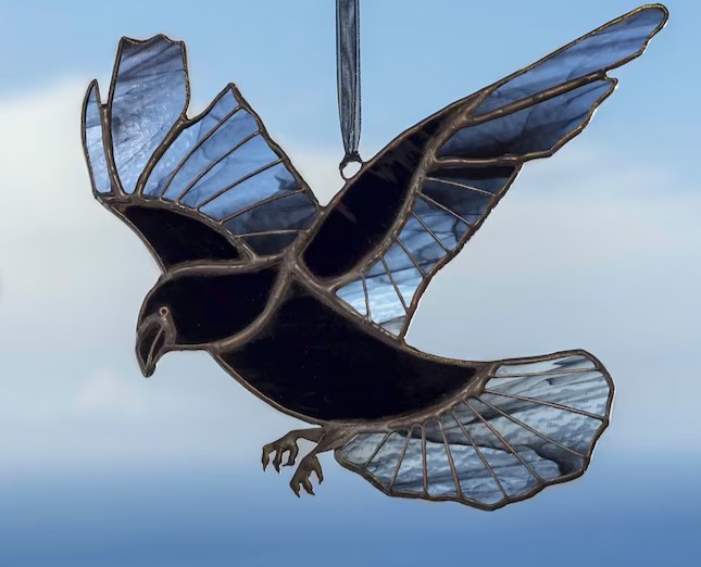 Raven Stained Glass Small Bird 🦅
