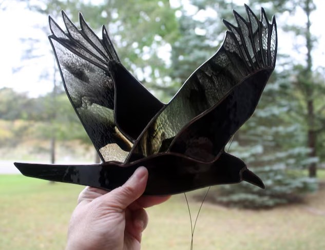 Raven Stained Glass Small Bird 🦅