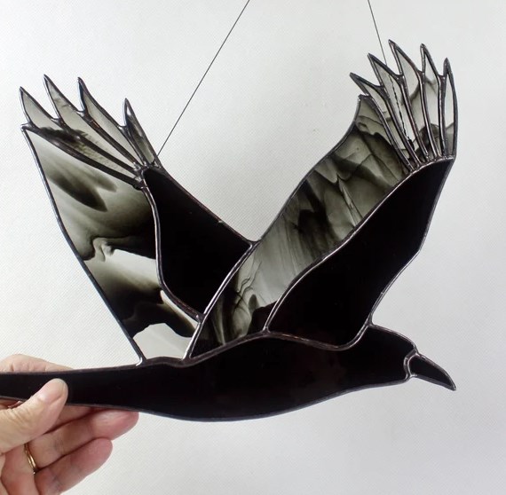Raven Stained Glass Small Bird 🦅