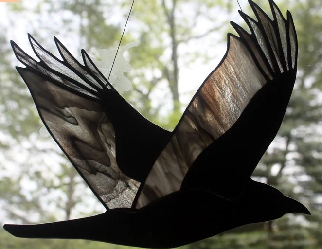 Raven Stained Glass Small Bird 🦅