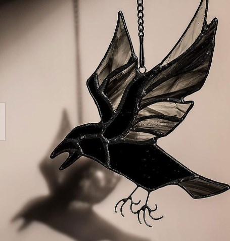 Raven Stained Glass Small Bird 🦅