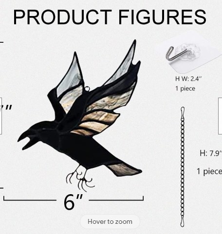 Raven Stained Glass Small Bird 🦅