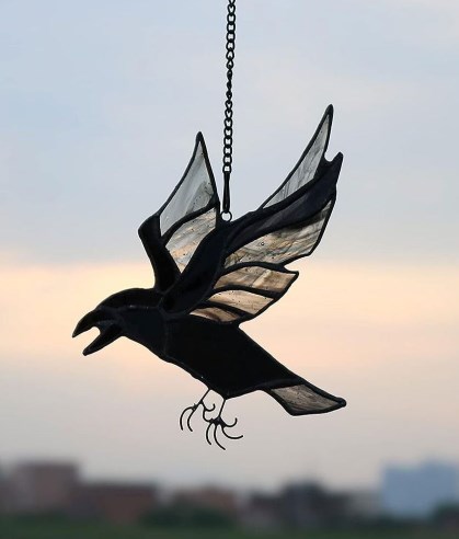 Raven Stained Glass Small Bird 🦅